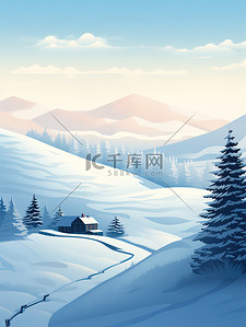 冬季节气海报雪花飘落1