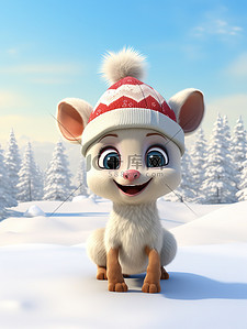 可爱的圣诞鹿插画图片_森林雪地可爱的驯鹿宝宝9