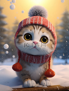 一只可爱的小猫戴着圣诞帽7