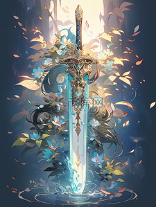 讲师光环插画图片_仙界的巨剑闪闪发光的仙剑5