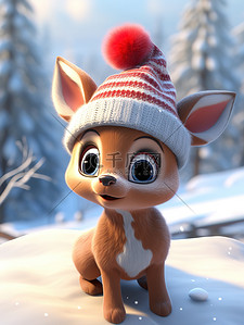 可爱的圣诞鹿插画图片_森林雪地可爱的驯鹿宝宝14
