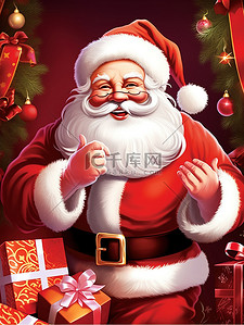 送圣诞礼物插画图片_圣诞老人开心地拿着圣诞礼物9
