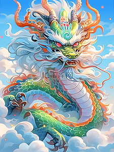 青龙ppt插画图片_国潮插画青龙中国风龙年