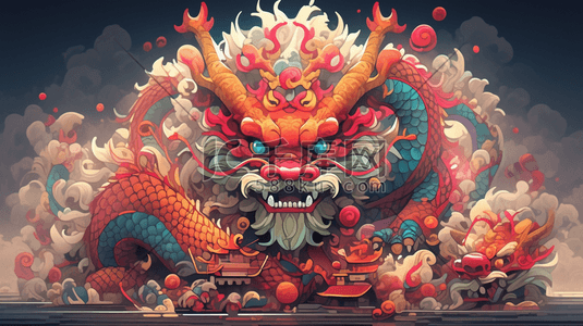 色彩丰富的中国龙插画1