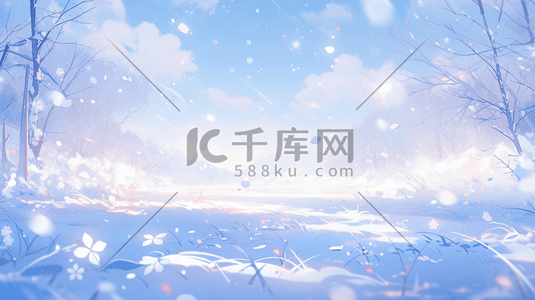 节气立冬小雪插画图片_水粉水彩插画冬天节气冬天风景