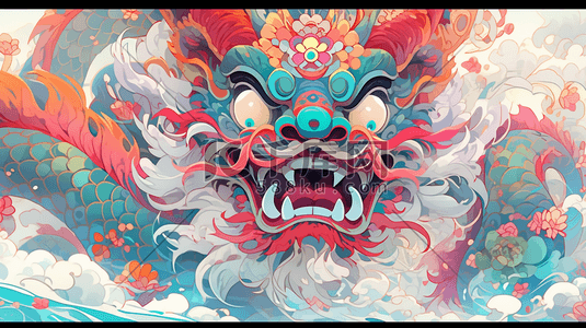 端午节插画图片_色彩丰富的中国龙插画10