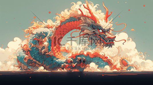 端午节插画图片_色彩丰富的中国龙插画16