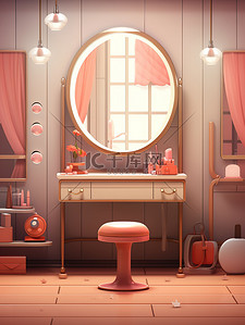 化妆游戏插画图片_专业化妆室3D插画13