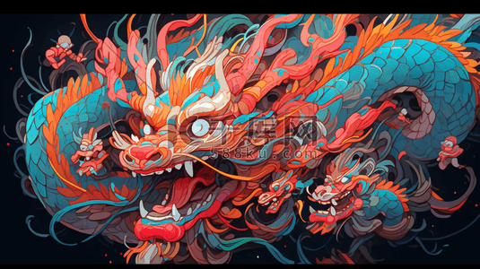 色彩丰富的中国龙插画12