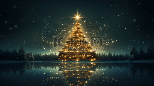 创意6数字插画图片_圣诞节圣诞树唯美创意背景6