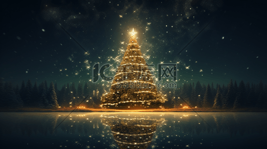唯美圣诞节背景插画图片_圣诞节圣诞树唯美创意背景5