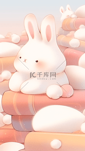 漫画骰子插画图片_可爱手帐风治愈小兔子漫画3d插画