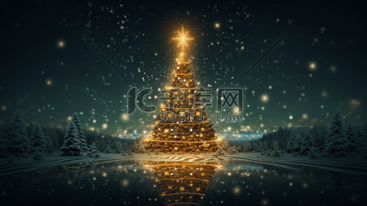 圣诞老人背景礼物插画图片_圣诞节圣诞树唯美创意背景4