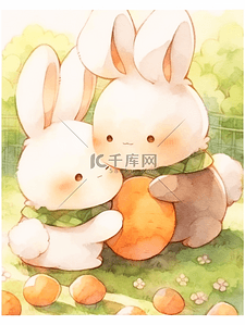 新年兔子贴纸插画图片_手账风兔子贴纸卡通可爱手绘
