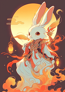 中秋节插画兔子月亮