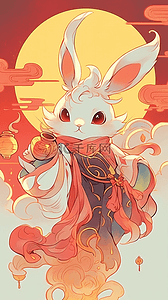 中秋节插画兔子月亮