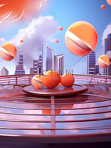 橙色电商插画图片_电商促销双11活动城市海报10