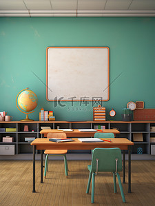 教室椅子插画图片_空荡荡无人教室课室2
