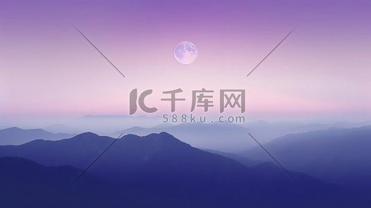 夜天空插画图片_夜空中群山之上天空中的满月10