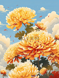 重阳节封面插画图片_金秋重阳节盛开的菊花16