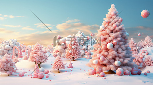 浅粉色节日圣诞树4