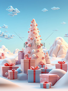 圣诞树雪和礼物节日装饰13