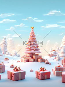 圣诞树雪和礼物节日装饰10