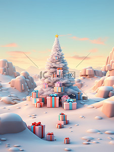 圣诞树雪和礼物节日装饰5