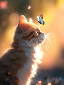 可爱的小猫和蝴蝶玩耍20