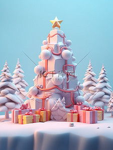 圣诞树雪和礼物节日装饰15