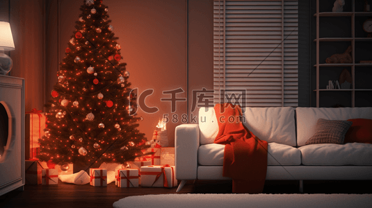 圣诞节梦幻圣诞树冬季雪景插画10