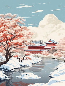 中国古建筑红墙青瓦雪景17