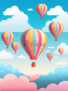 彩色气球热气球插画图片_旅游玩游项目彩色热气球16