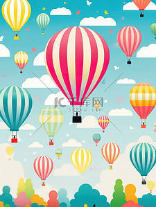 彩色气球热气球插画图片_旅游玩游项目彩色热气球13