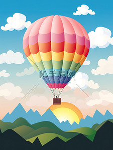 彩色气球热气球插画图片_旅游玩游项目彩色热气球1