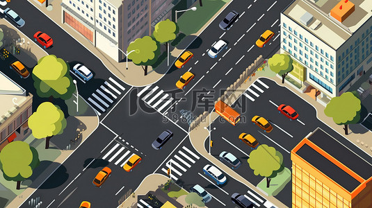 业务繁忙插画图片_繁忙的城市街道汽车交通3