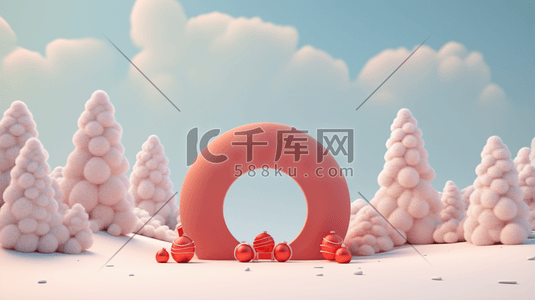 嘉年华立体插画图片_C4D圣诞装饰电商插画