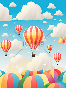 彩色气球热气球插画图片_旅游玩游项目彩色热气球8