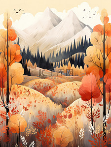 秋天风景山脉金色调色板20