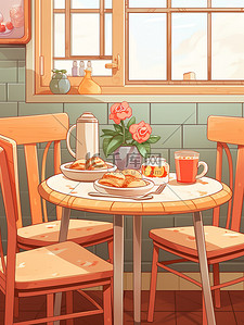 饭桌插画图片_餐厅桌椅卡通插画5