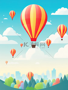 彩色气球热气球插画图片_旅游玩游项目彩色热气球9
