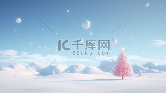 冬天雪山森林木屋圣诞节装饰插画15