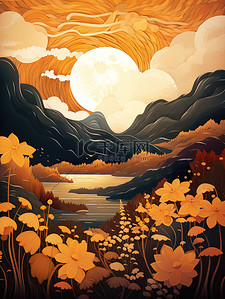 秋天风景山脉金色调色板14