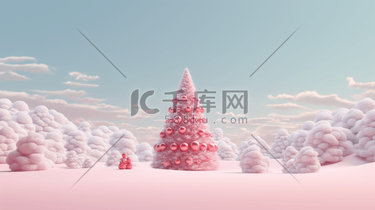 冬天雪山森林木屋圣诞节装饰插画21