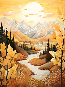 秋天风景山脉金色调色板5