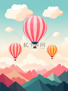 彩色气球热气球插画图片_旅游玩游项目彩色热气球14