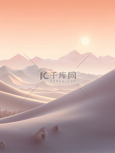 冬天日出插画图片_冬天太阳缓缓升起雪山日出12