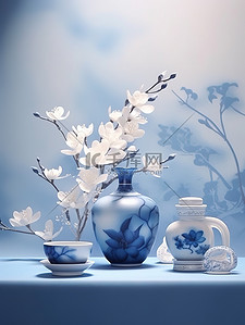 瓷器花瓶插画图片_青花瓷中国风瓷器海报5