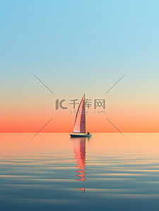中央电视台塔插画图片_日落时分海洋中央的帆船114
