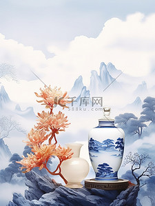 青花瓷海报插画图片_青花瓷中国风瓷器海报9